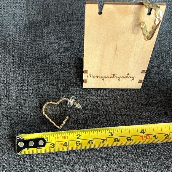 Gold Twist Heart Cuff Hoop Earrings, Unique, Funky - Picture 12 of 16